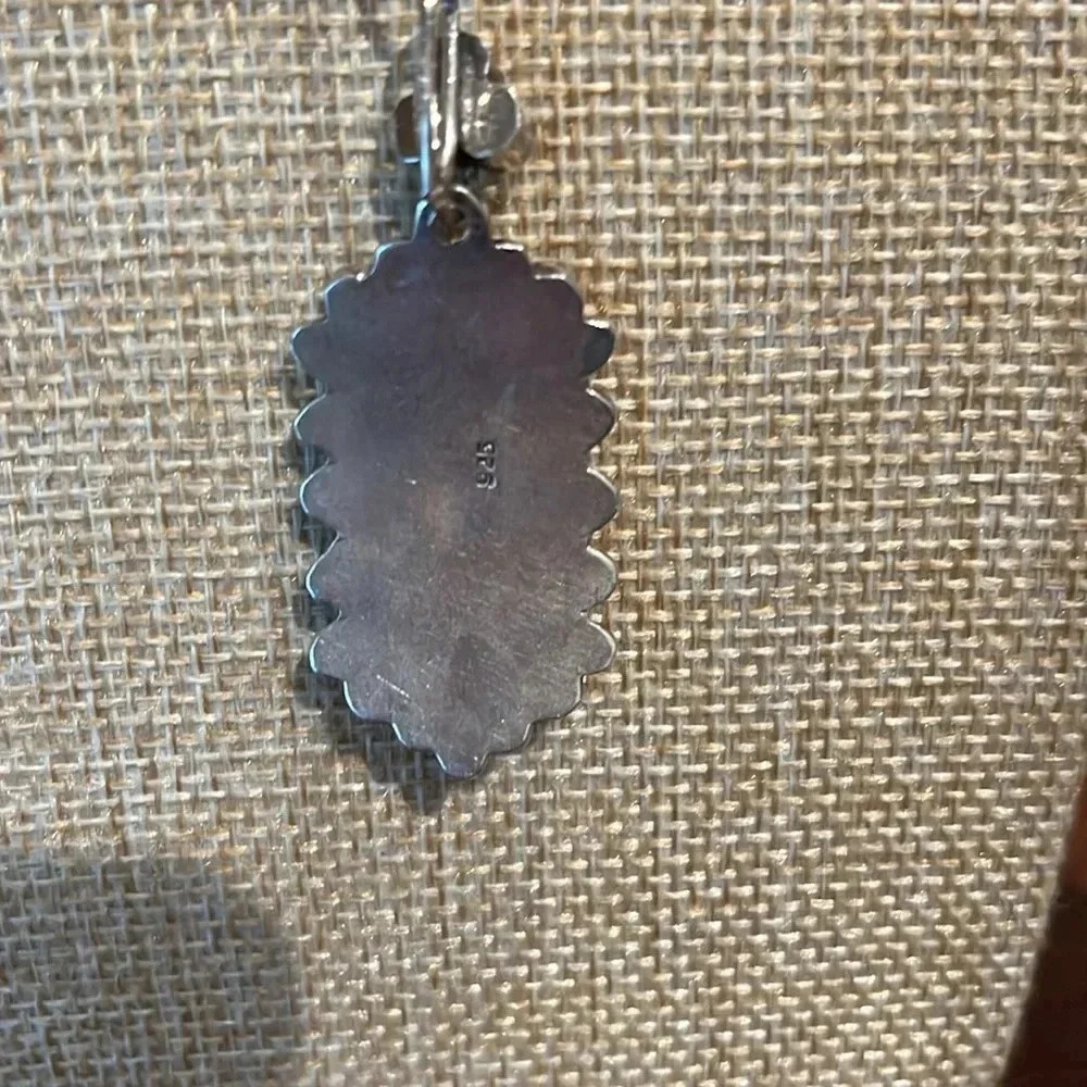 Vintage 925 Silver Beaded Coral Pendant on New 20" Sterling Box Chain - Picture 7 of 8